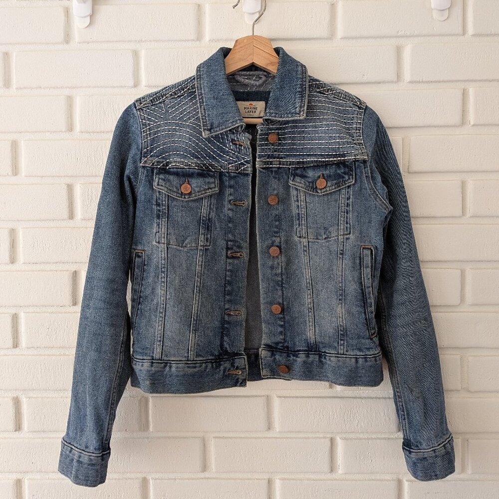 Marine Layer Eileen Embroidered Denim Jacket (Size XS)